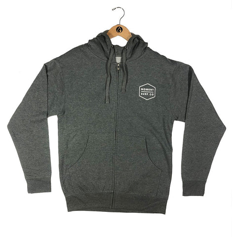 Moment Boxed Logo Zip Hoodie - Gunmetal