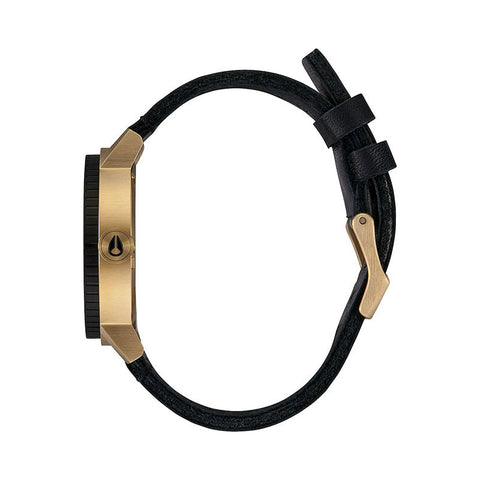 Nixon Stark Leather Watch - All Black / Gold