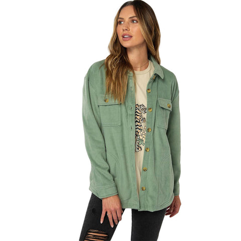 O'Neill Collins Solid Superfleece Shirt Jacket - Sage Green