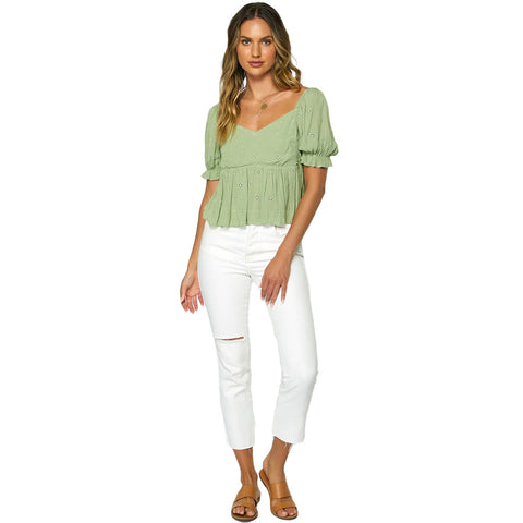 O'Neill Isabel Eyelet Top - Aloe