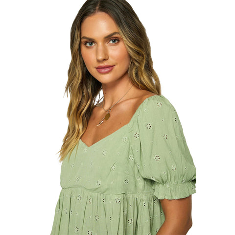 O'Neill Isabel Eyelet Top - Aloe