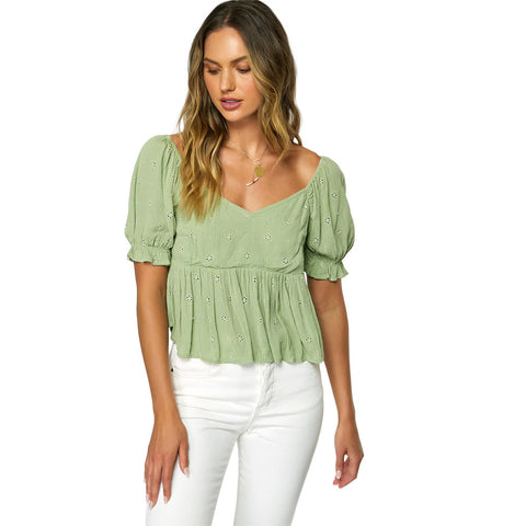 O'Neill Isabel Eyelet Top - Aloe