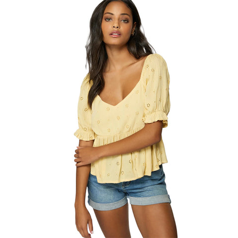 O'Neill Isabel Eyelet Top - Straw