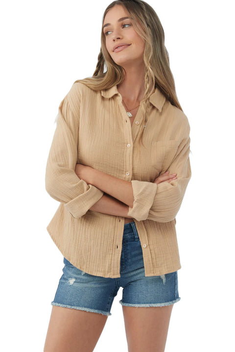 O'Neill Leni Top - Khaki - Closed Front
