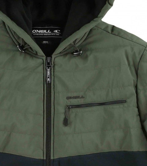 O'Neill Superfleece Quadra Quilted Hooded Zip Up - Olive Green