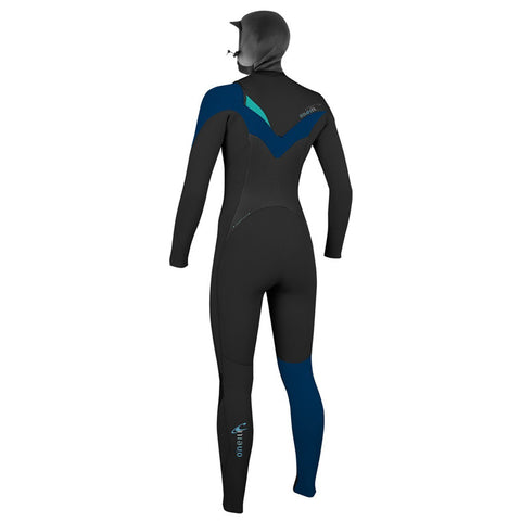 O'Neill Women's Superfreak 5/4 Hooded Wetsuit - Black/Deepsea/Spyglass