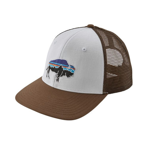 Patagonia Fitz Roy Bison Trucker Hat - White / TImber Brown