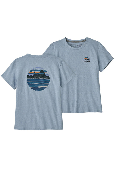 Patagonia Women's Skyline Stencil Responsibilit-Tee - Steam Blue - Front & Back