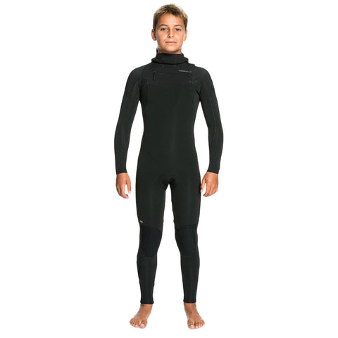 Quiksilver Boy's 8-16 4/3 Everyday Sessions Hooded Wetsuit - Black