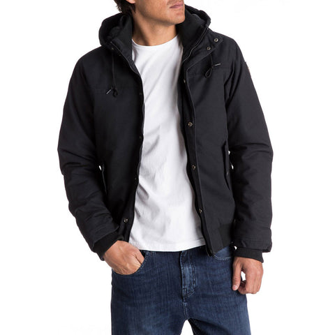 Quiksilver Everyday Brooks Water-Repellent Hooded Bomber Jacket - Black