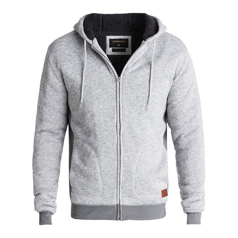 Quiksilver Keller Sherpa Zip Up Polar Fleece Hoodie - Light Grey Heather