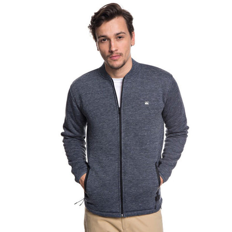Quiksilver Kurow Sherpa Bonded Zip Bomber Sweatshirt - Blue Nights Heather