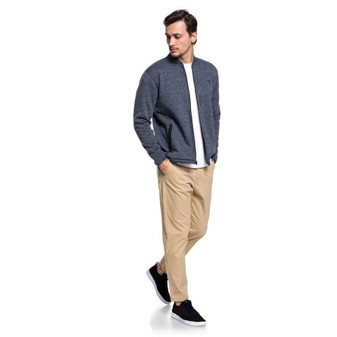 Quiksilver Kurow Sherpa Bonded Zip Bomber Sweatshirt - Blue Nights Heather
