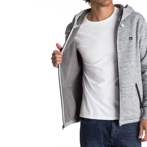 Quiksilver Kurow Sherpa Technical Zip Hoodie - Light Grey Heather