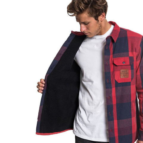 Quiksilver Miho Stones Long Sleeve Over Shirt - Garnet Sherpa