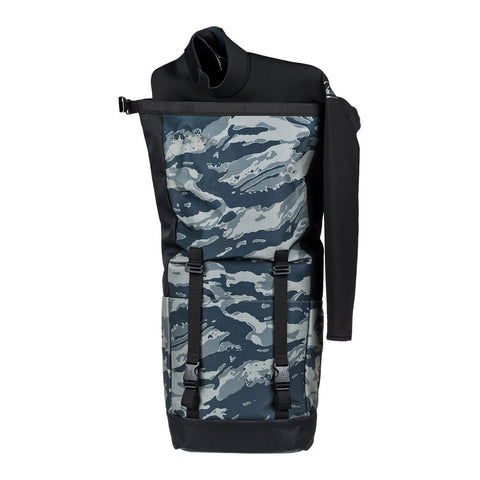 Quiksilver Sea Stash Plus 35L Large Wet/Dry Roll-Top Surf Backpack - Camo Black