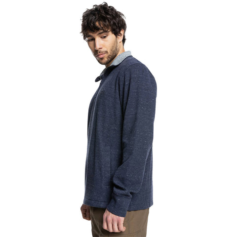 Quiksilver Waterman Pointsurf Zip Mock Neck Sweatshirt - Navy Blazer Heather