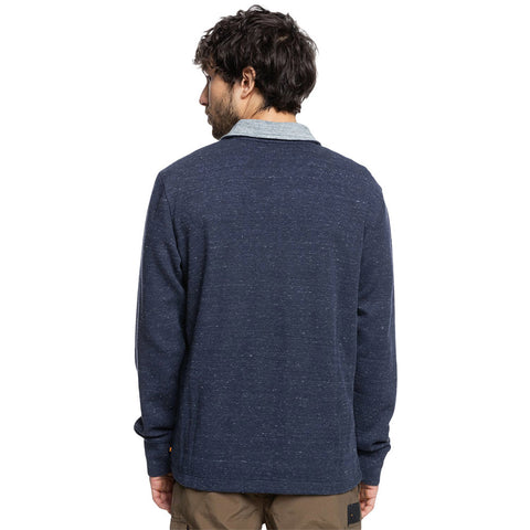 Quiksilver Waterman Pointsurf Zip Mock Neck Sweatshirt - Navy Blazer Heather