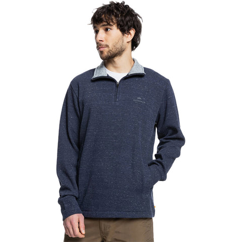 Quiksilver Waterman Pointsurf Zip Mock Neck Sweatshirt - Navy Blazer Heather
