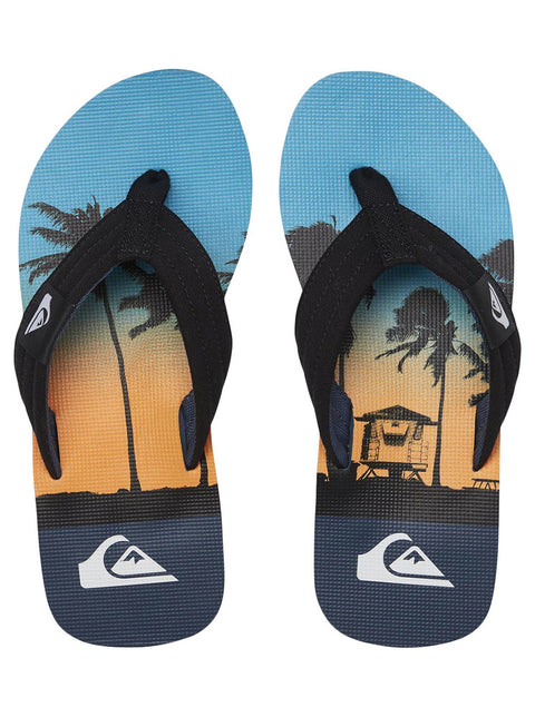 Quiksilver Molokai Layback Youth Sandals - Black / Blue / Blue