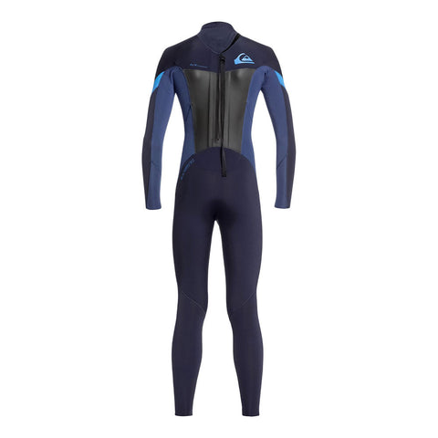 Quiksilver Youth Syncro 4/3 Back Zip Wetsuit - Dark Navy / Iodine Blue
