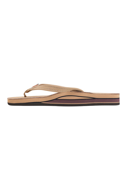 Rainbow Premier Leather Double Layer Narrow Strap Sandal - Sierra Brown