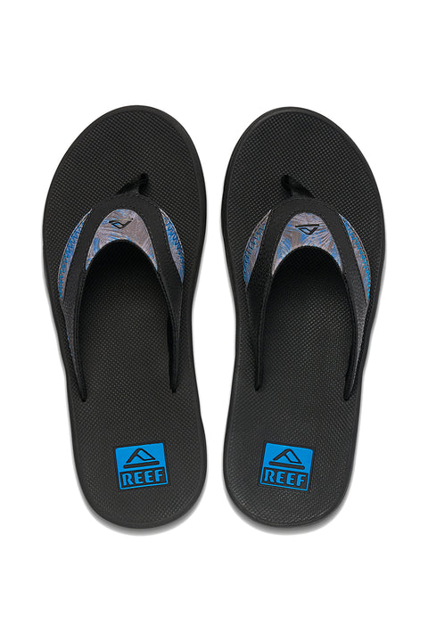 Reef Fanning Sandals - Black / Pool Palm - Top