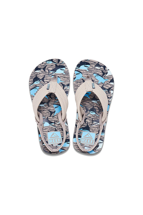 Reef Little Ahi Sandal - Tan Sharks - Top