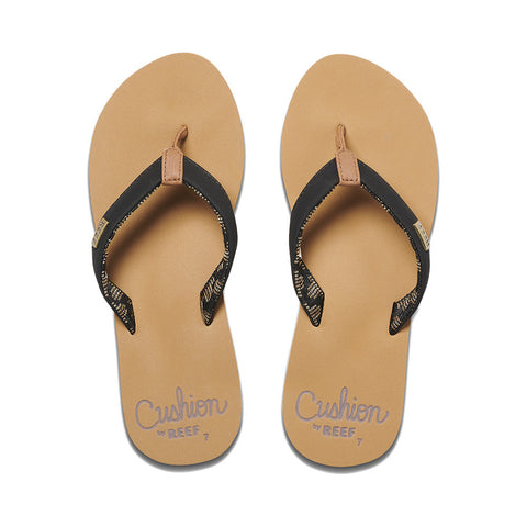 Reef Women's Cushion Sands Sandal - Black / Tan