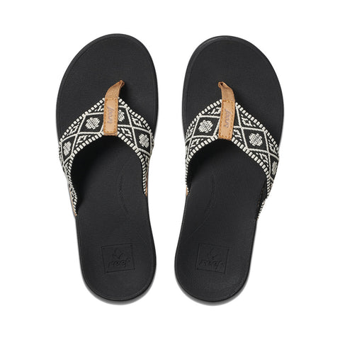 Reef Women's Ortho-Bounce Woven Sandal - Black / White