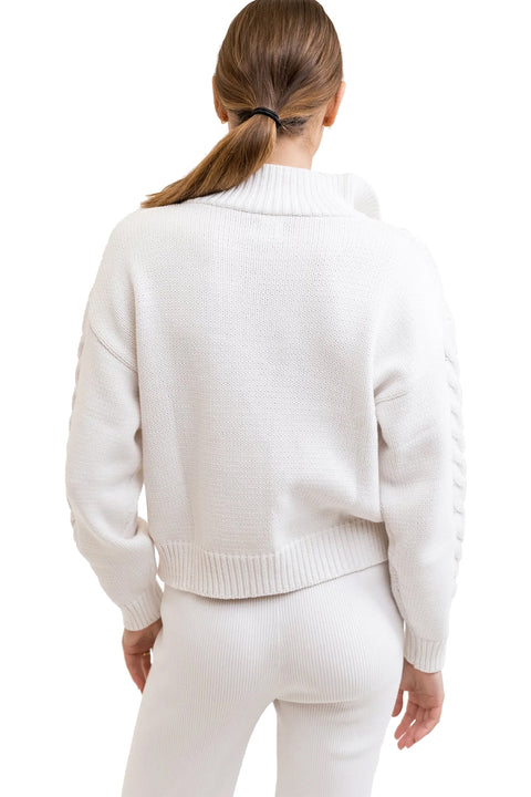Rhythm Cabelled Vintage 1/4 Zip Knit - Ivory