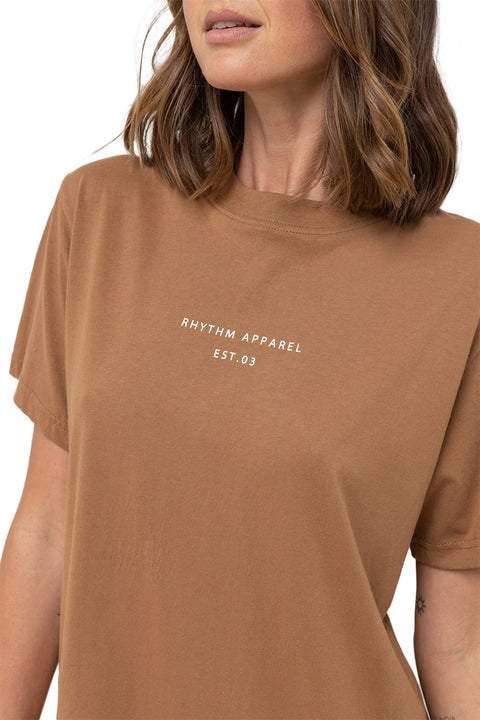 Rhythm Classic Brand Tee - Caramel - Chest Closeup