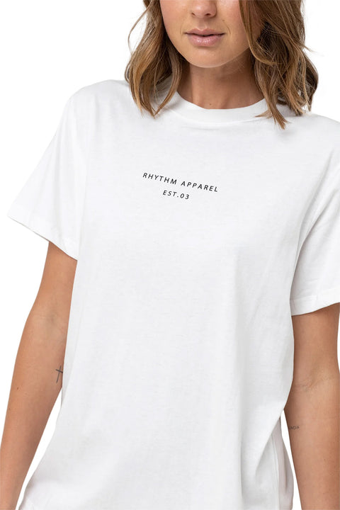 Rhythm Classic Brand Tee - White - Chest Closeup