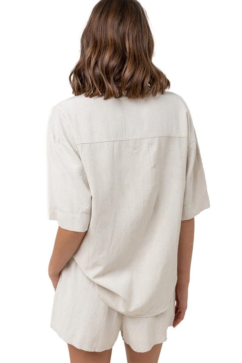 Rhythm Classic Lounge Shirt - Oat - Back