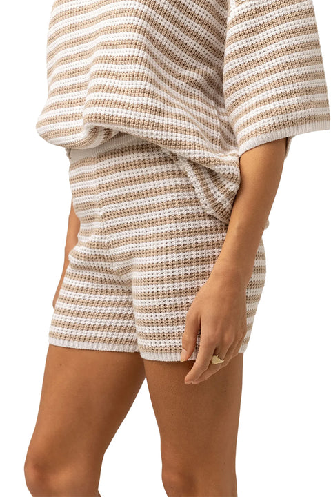 Rhythm Corsica Knit Short - Oatmarle Stripe - Side