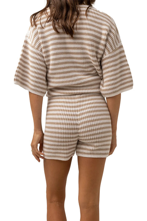 Rhythm Corsica Knit Short - Oatmarle Stripe - Back