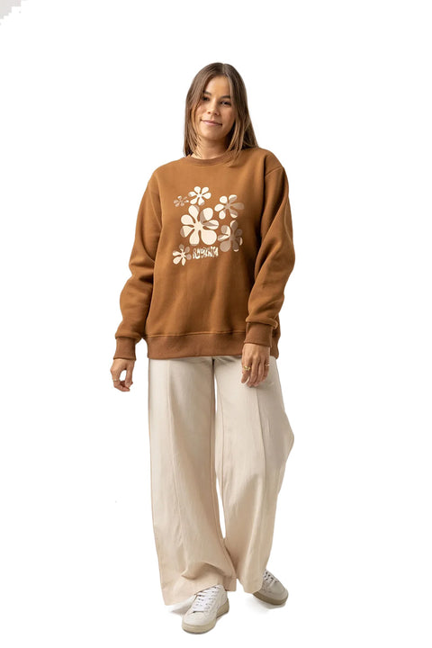 Rhythm Drifter Boyfriend Fleece - Chocolate - Full Body Shot