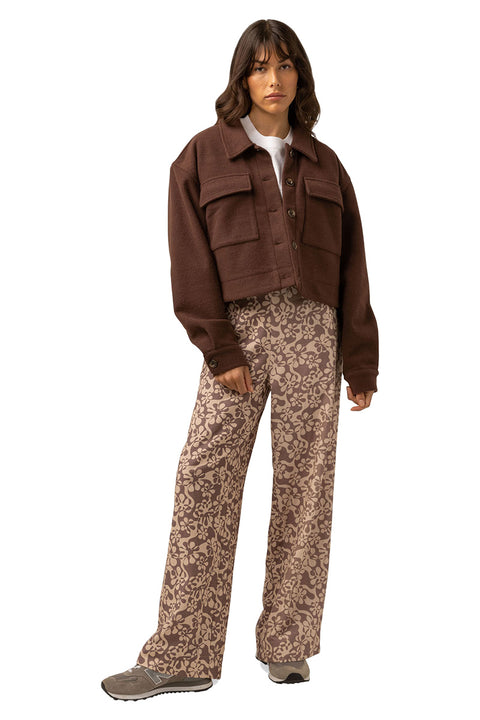 Rhythm Dylan Cropped Shacket - Chocolate - Full Body Shot