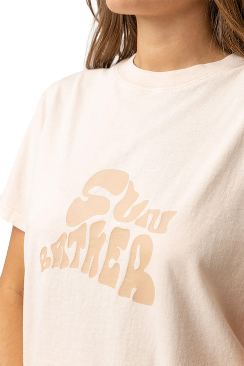 Rhythm Sunbather Boyfriend Tee - Vanilla Cream - Chest Closeup