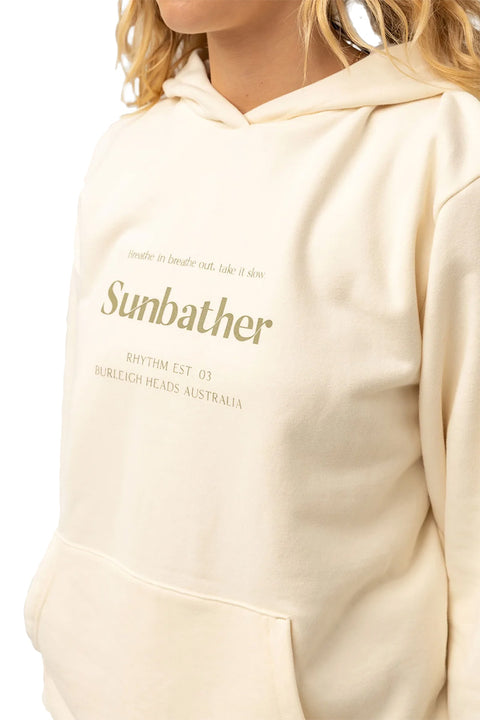 Rhythm Sunbather Hooded Fleece - Vintage White - Chest Closeup