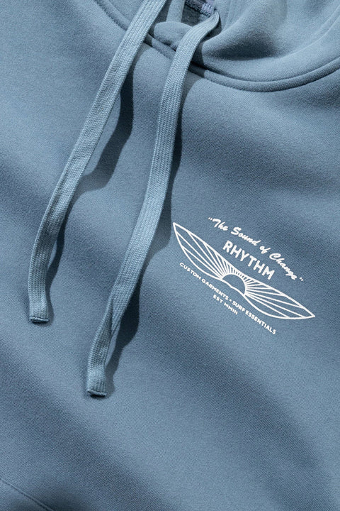 Rhythm Sundown Fleece Hoodie - Slate - Logo Closeup