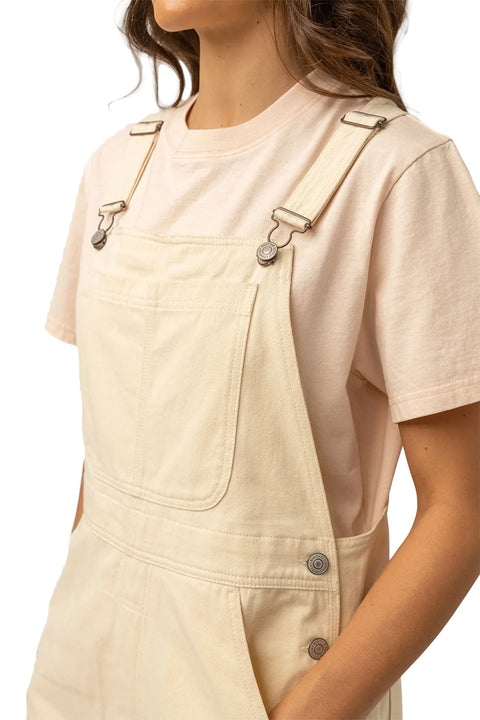 Rhythm Tide Short Overall - Ecru - Chest Closeup