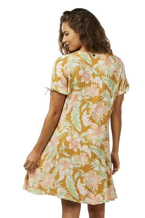 Rip Curl Always Summer Button Through Dress - Gold - Back
