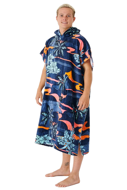 Rip Curl Combo Print Hooded Towel - Navy / Orange - Side