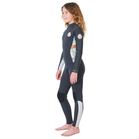 Rip Curl Junior Girls Dawn Patrol 3/2 Back Zip Wetsuit - Charcoal Grey