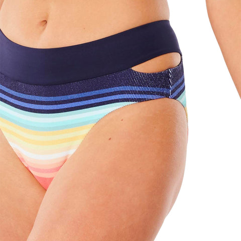 Rip Curl Sayulita Stripe Banded Good Coverage Bikini Bottom - Indigo