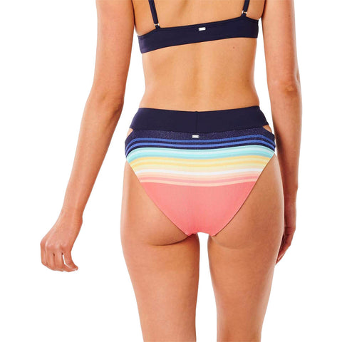 Rip Curl Sayulita Stripe Banded Good Coverage Bikini Bottom - Indigo