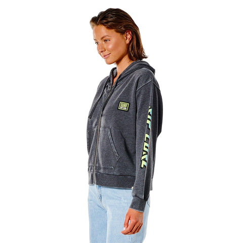 Rip Curl Twin Fin Zip Thru Hoodie - Washed Black