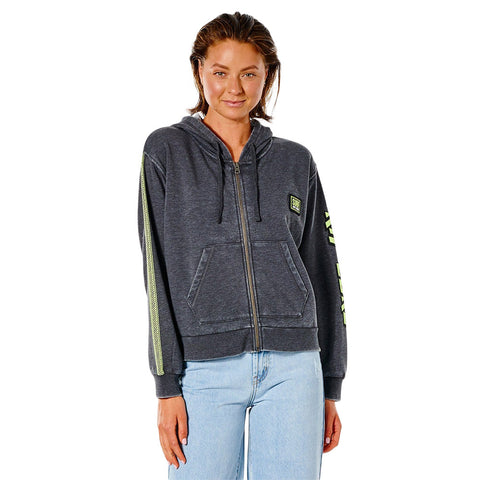 Rip Curl Twin Fin Zip Thru Hoodie - Washed Black