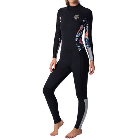 Rip Curl Women's Dawn Patrol 3/2 Back Zip Wetsuit - Black/White